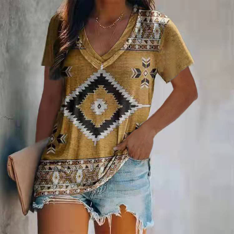 Ethnic Style Two Layers Collar Short Sleeve