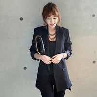 Solid Long Style Black Women Jacket and Blazer Female Notched Collar Asymmetrical Chic Ladies Blazers feminino