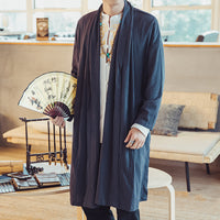 Spring Chinese Style Men's Capes With Mid-Length Trench Coats