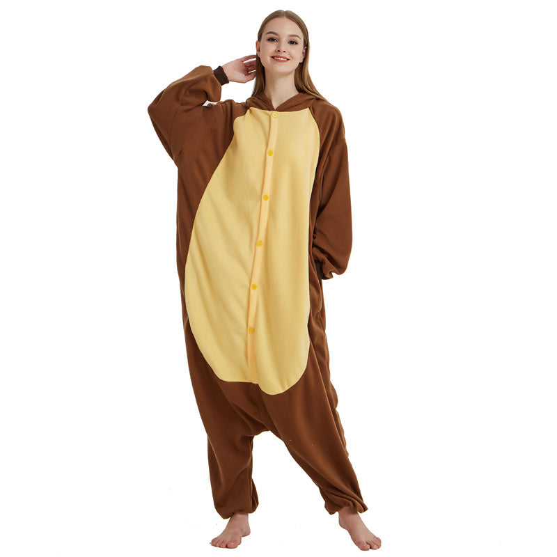 Brown Bear Polar Fleece Cartoon One-piece Animal Pajamas