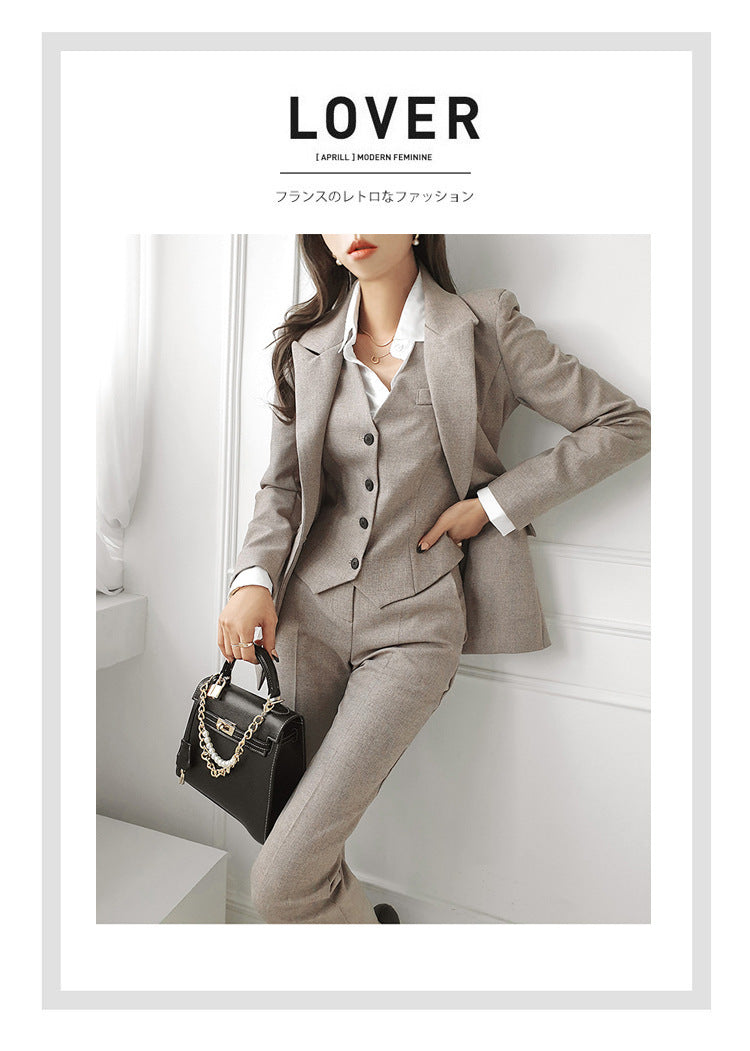 Autumn Clothing Graceful Suit Jacket Fashion Vest Professional Women's Pants Three-piece Set