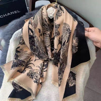 Versatile Cashmere-like Double-sided Tropical Rainforest Pattern Thickened Warm New Scarf For Women