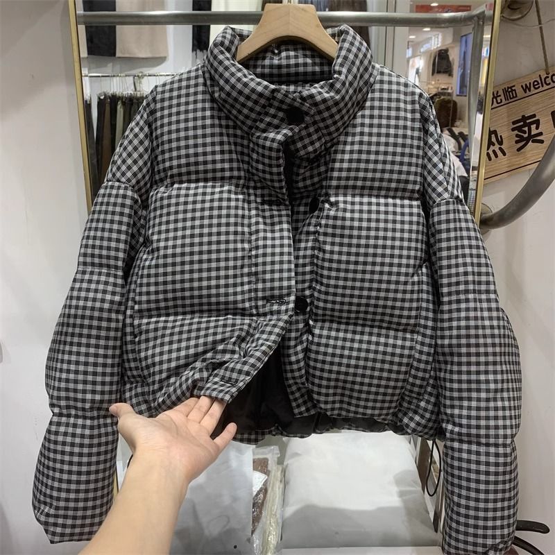 Thickened Puffer Jacket High Waist Cropped Cotton Jacket