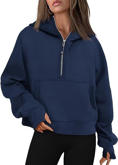 Zipper Hoodies Sweatshirts With Pocket Loose Sport Tops Long Sleeve Pullover Sweaters Winter Fall Outfits Women Clothing