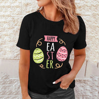 Shirts Women Easter Printed Casual Blouses Short Sleeve Tees